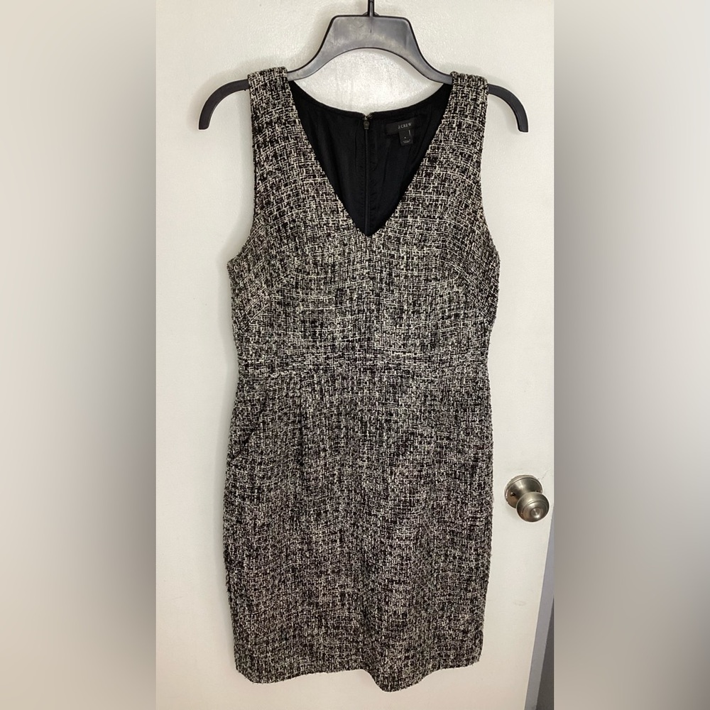 J. Crew Black and White Textured Midi Dress 8